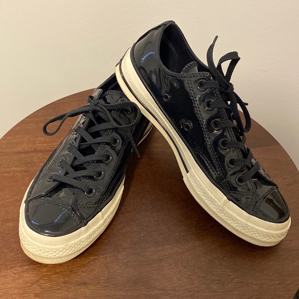 CONVERSE Black Patent Low Top Sneakers